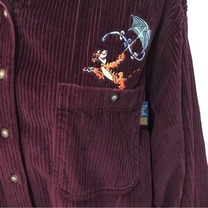 Tigger Winnie the Pooh Embroidered Corduroy Button-Up Shirt Shacket Size M